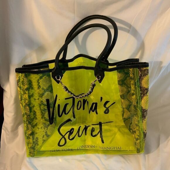 Victoria’s Secret PINK clear tote Python neon Clear Jelly City tote - Picture 1 of 9